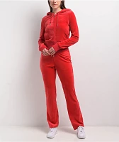 Juicy Couture OG Big Bling Coco Red Velour Zip Hoodie