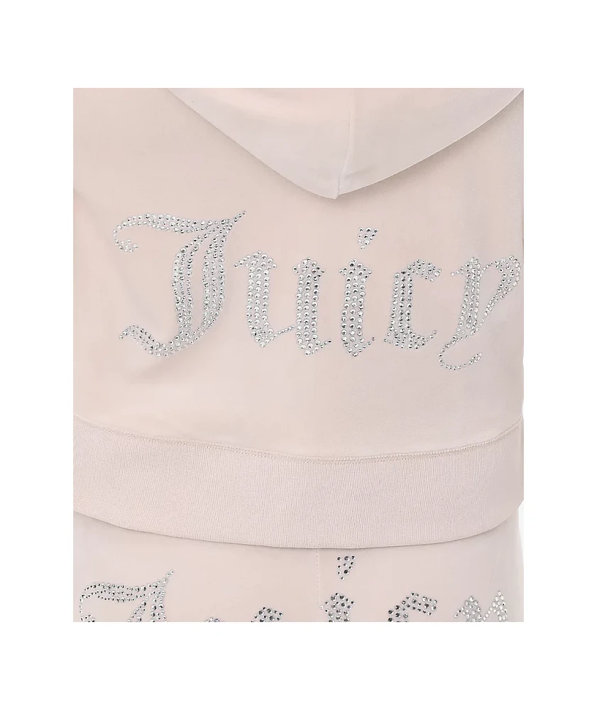 Juicy Couture OG Big Bling Crystal Velour Zip Hoodie