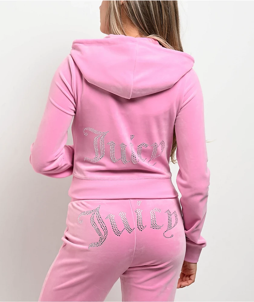 Juicy Couture OG Big Bling Fanciful Velour Zip Hoodie