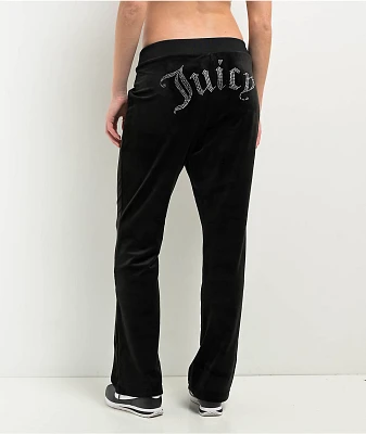 Juicy Couture OG Big Bling Licorice Velour Track Pants