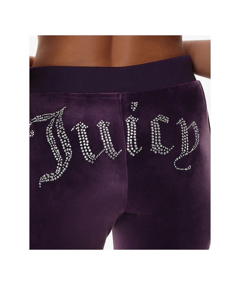Juicy Couture OG Big Bling Plum Velour Track Pants