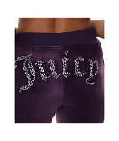 Juicy Couture OG Big Bling Plum Velour Track Pants