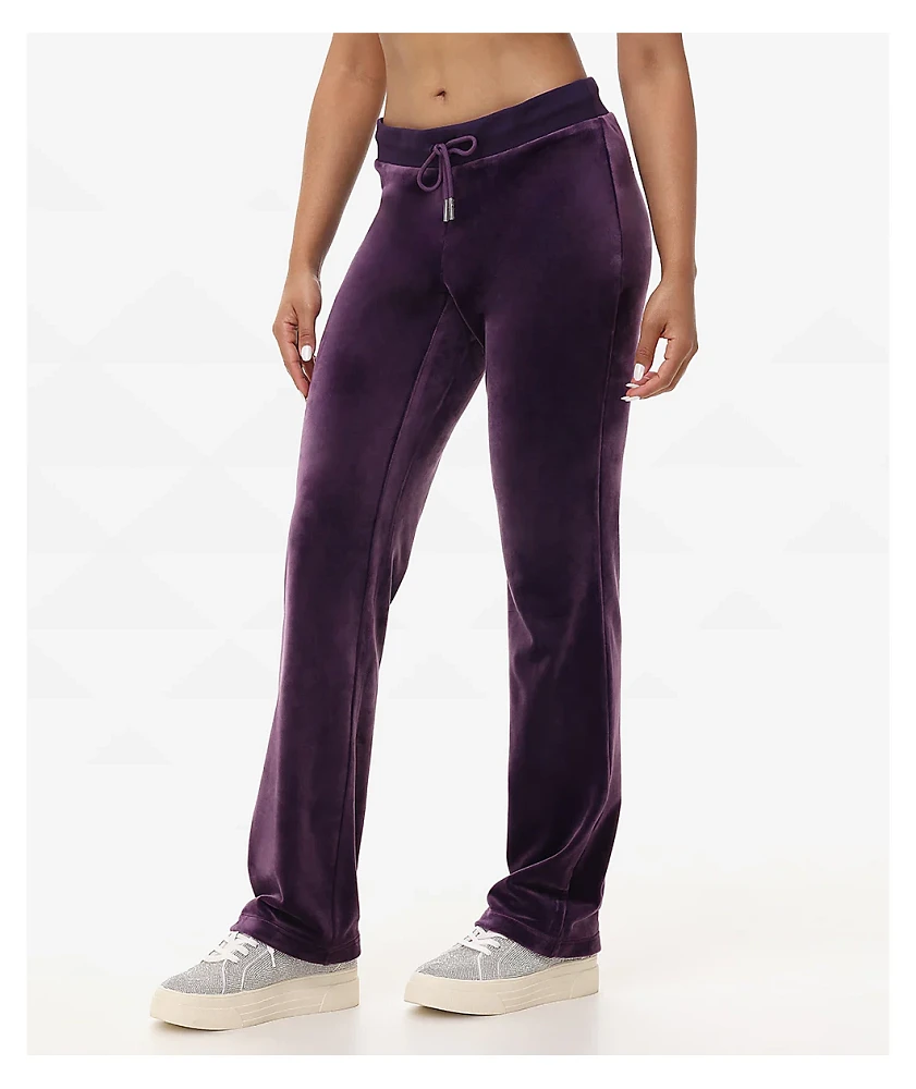 Juicy Couture OG Big Bling Plum Velour Track Pants