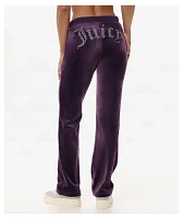Juicy Couture OG Big Bling Plum Velour Track Pants