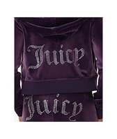 Juicy Couture OG Big Bling Plum Velour Zip Hoodie