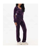 Juicy Couture OG Big Bling Plum Velour Zip Hoodie