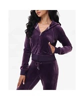 Juicy Couture OG Big Bling Plum Velour Zip Hoodie