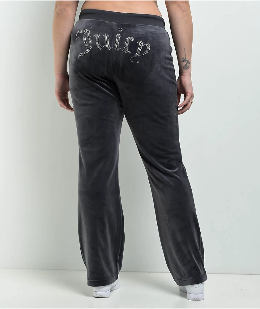 Juicy Couture OG Big Bling Titanium Velour Track Pants