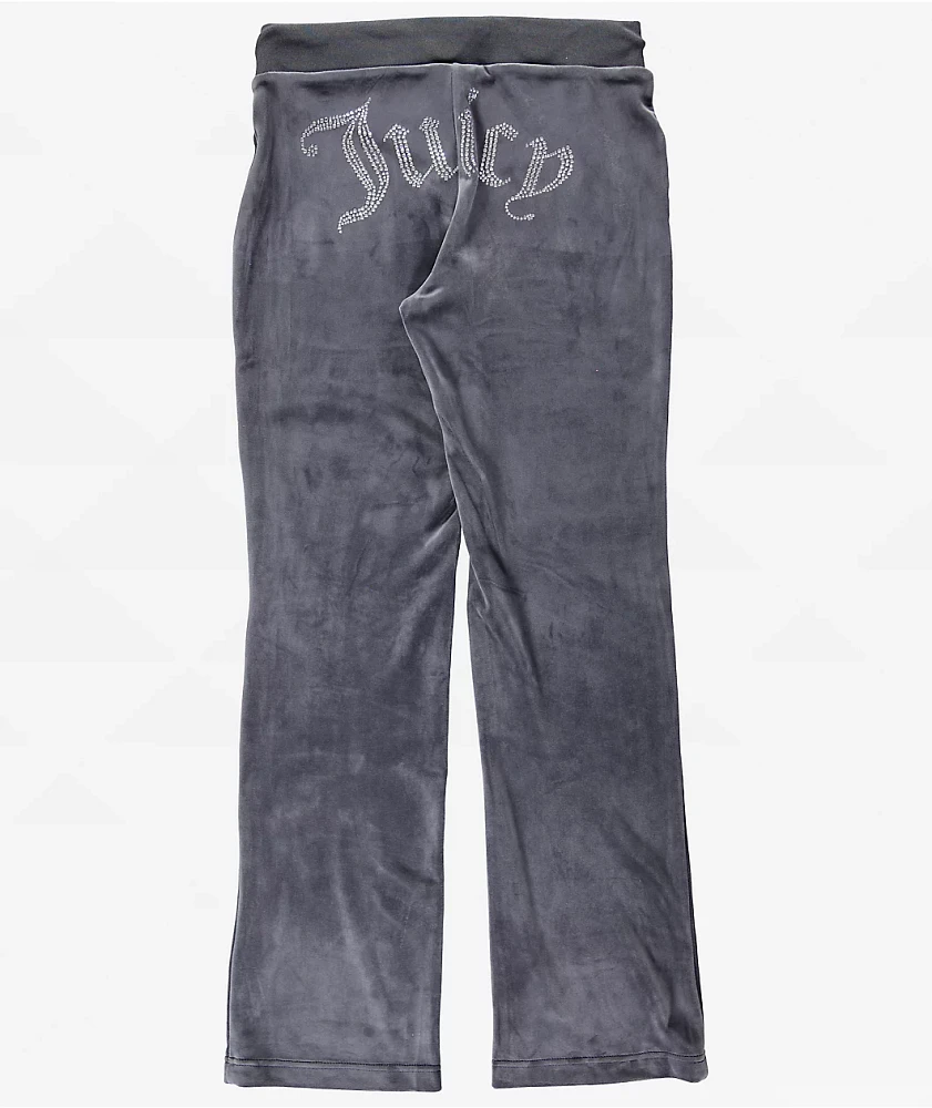 Juicy Couture OG Big Bling Titanium Velour Track Pants