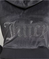 Juicy Couture OG Big Bling Titanium Velour Zip Hoodie