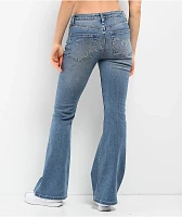 Juicy Couture Rhinestone Blue Low Rise Flare Jeans