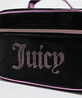 Juicy Couture Rhinestone Logo Black Velour Makeup Bag