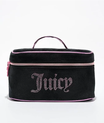 Juicy Couture Rhinestone Logo Black Velour Makeup Bag