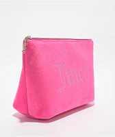 Juicy Couture Rhinestone Logo Pink Velour Makeup Pouch