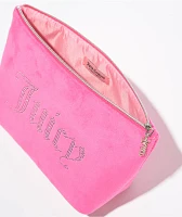 Juicy Couture Rhinestone Logo Pink Velour Makeup Pouch