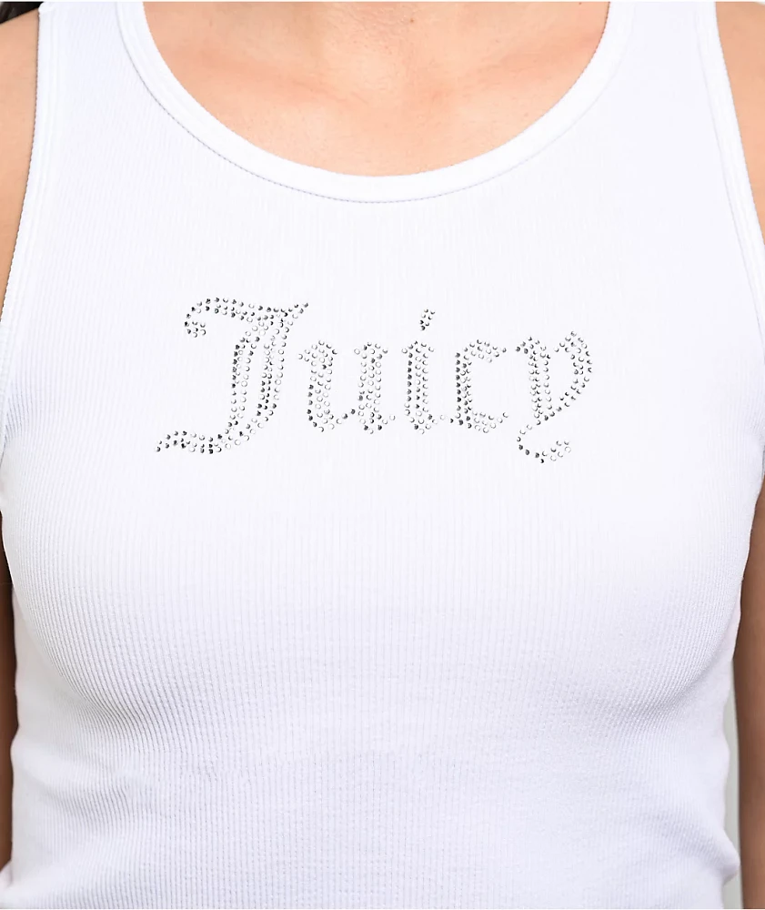 Juicy Couture Small Bling High Neck White Crop Tank Top