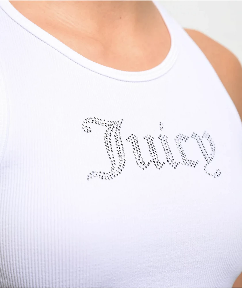 Juicy Couture Small Bling High Neck White Crop Tank Top