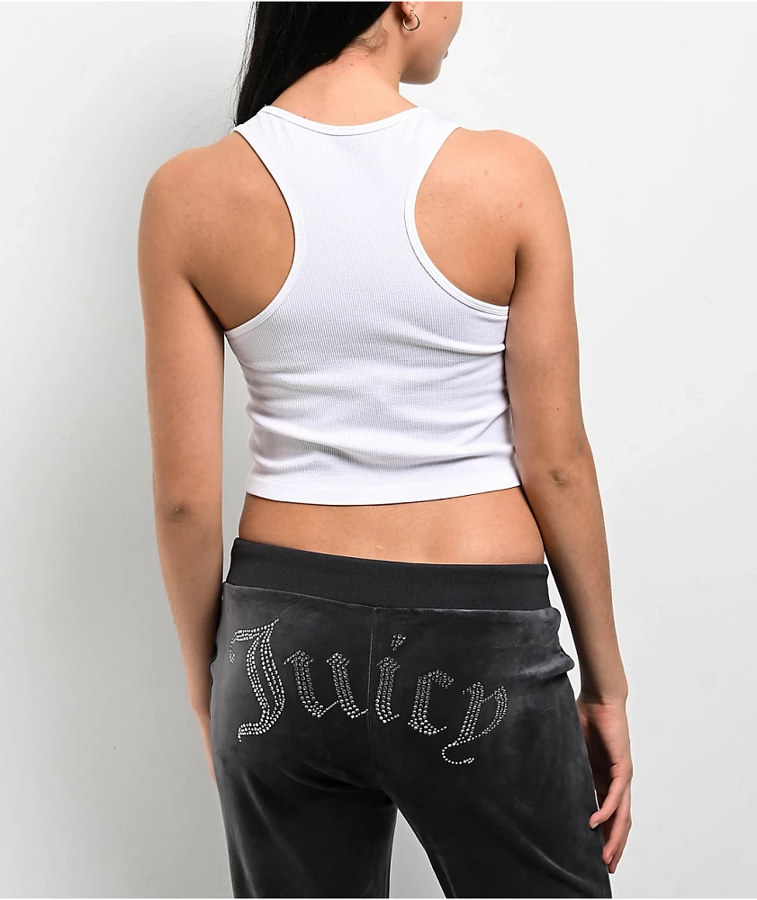 Juicy Couture Small Bling High Neck White Crop Tank Top