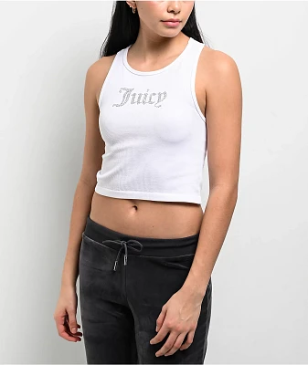 Juicy Couture Small Bling High Neck White Crop Tank Top