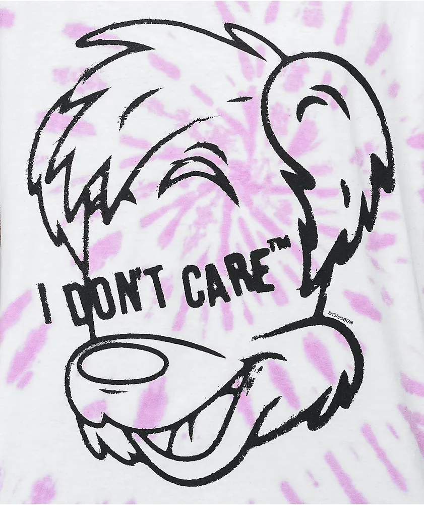 KAIJU017 Don't Care Purple Tie Dye T-Shirt