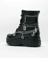 KOI Boned Catch Black Platform Boots