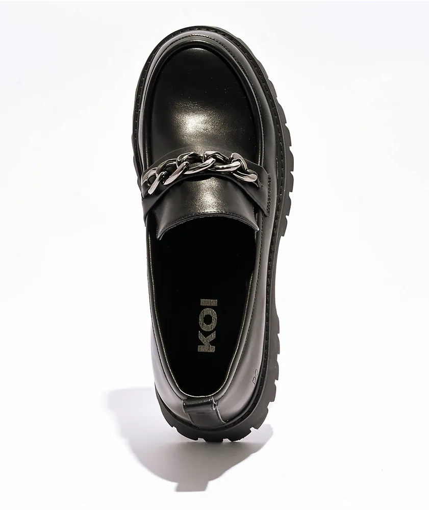 KOI Shenron Chain Black Loafers