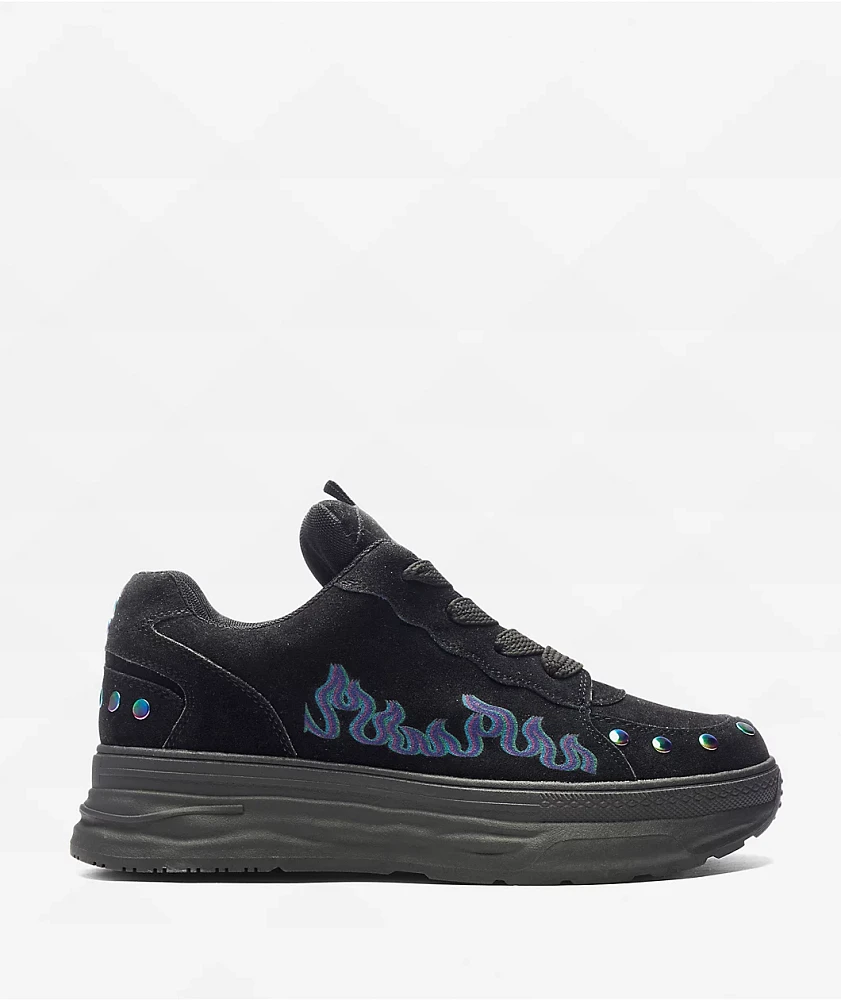 KOI Wildfire Black & Purple Chunk Trainer Shoes