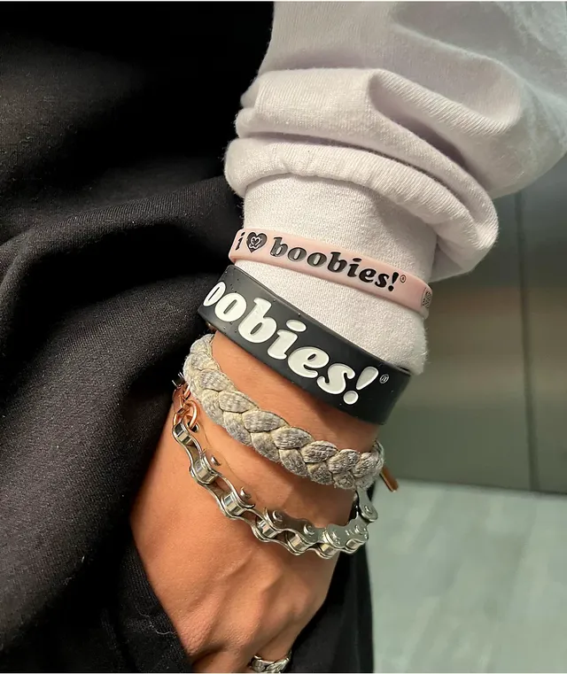 Black Aqua Boobies Rock Breast Cancer Bracelet