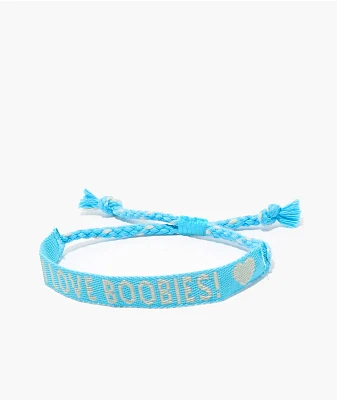 Keep A Breast Foundation I Heart Boobies Amigo Blue Woven Bracelet