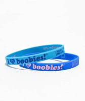 Keep A Breast Foundation I Heart Boobies Baby Blue 2 Pack Bracelets