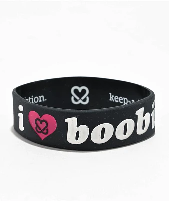 Keep A Breast Foundation I Heart Boobies Black, White & Pink Bracelet