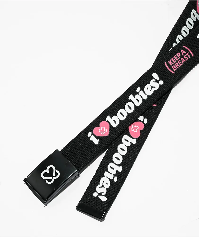 Keep A Breast Foundation I Heart Boobies Black & Blue Web Belt