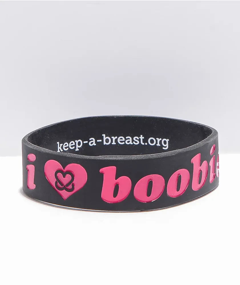 Keep A Breast Foundation I Heart Boobies Black & Pink Bracelet