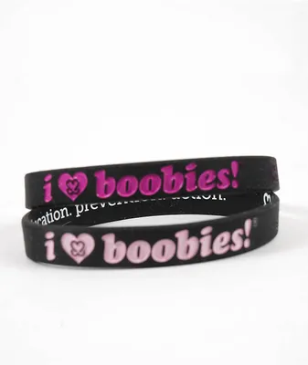 Keep A Breast Foundation I Heart Boobies Black & Pink Mini 2 Pack Bracelets