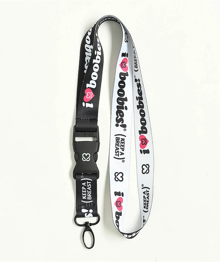 Keep A Breast Foundation I Heart Boobies Black & White Lanyard
