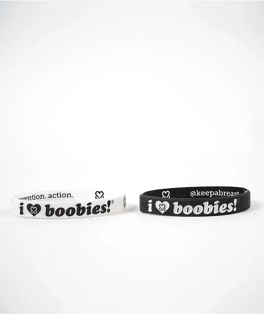 Keep A Breast Foundation I Heart Boobies Black & White Mini Pack Bracelets