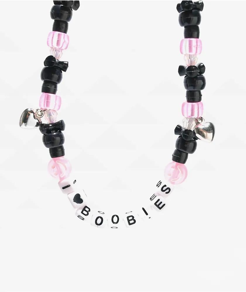 Keep A Breast Foundation I Heart Boobies Black Kandi Choker