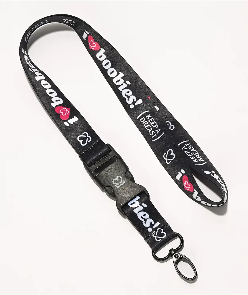 Keep A Breast Foundation I Heart Boobies Black Lanyard