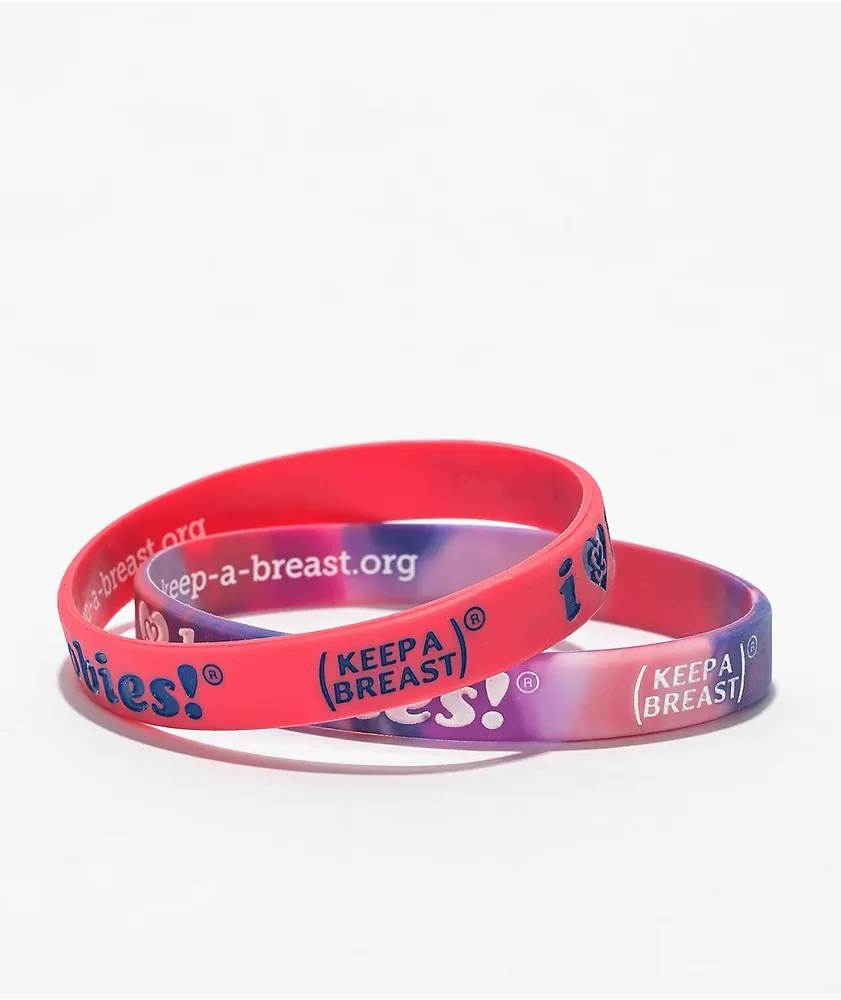 Keep A Breast Foundation I Heart Boobies Cotton Candy & Tie Dye Mini Pack Bracelets