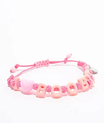 Keep A Breast Foundation I Heart Boobies EDC Pink Braid Bracelet