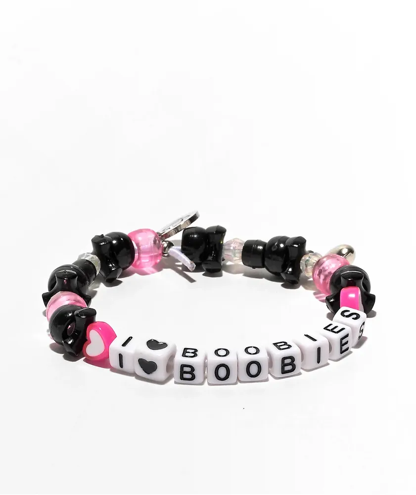 Keep A Breast Foundation I Heart Boobies Kandi Black & Pink Bracelet