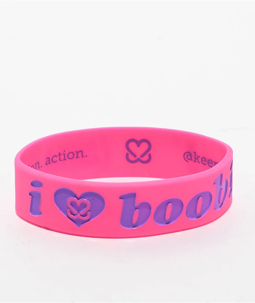 Keep A Breast Foundation I Heart Boobies Neon Pink & Purple Bracelet