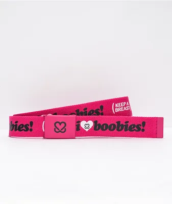 Keep A Breast Foundation I Heart Boobies Pink Web Belt