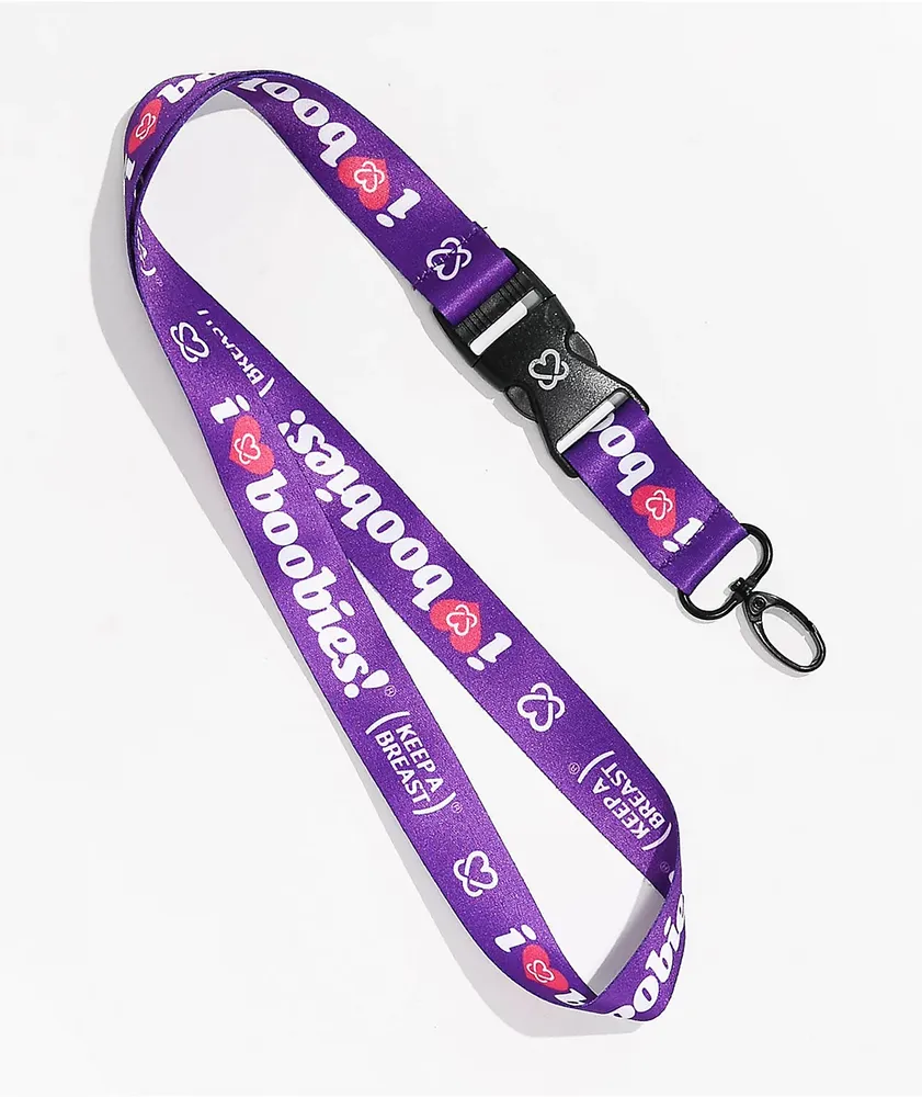 Keep A Breast Foundation I Heart Boobies Purple Lanyard