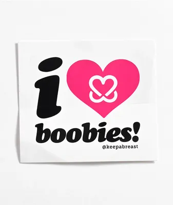Keep A Breast Foundation I Heart Boobies White Sticker