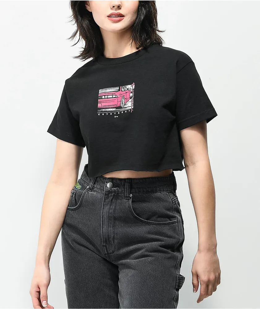 Key Street Driftin Black Crop T-Shirt