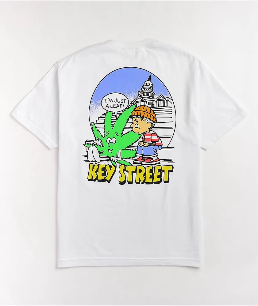 Key Street Just A Leaf White T-Shirt