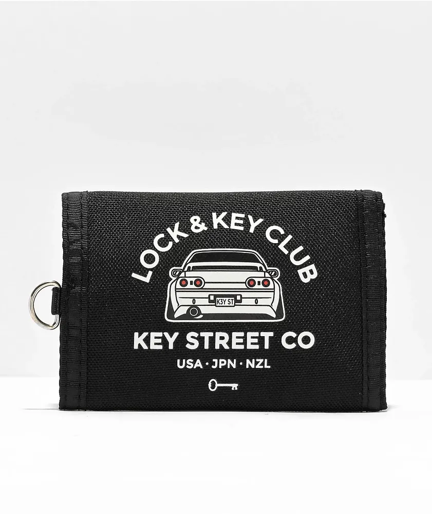 Key Street Lock & Key Club Black Trifold Wallet