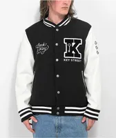 Key Street Lock And Key Black & White Varsity Jacket