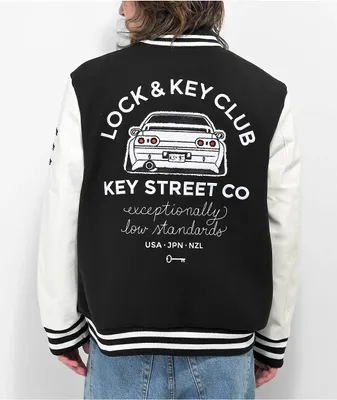 Key Street Lock And Key Black & White Varsity Jacket